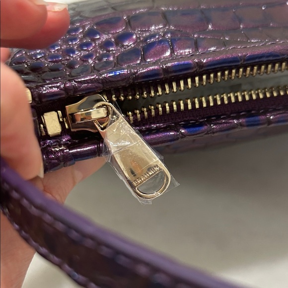 Brahmin Lorelei Purple Acro Iridescent Purple Croc-Embossed Shoulder Bag